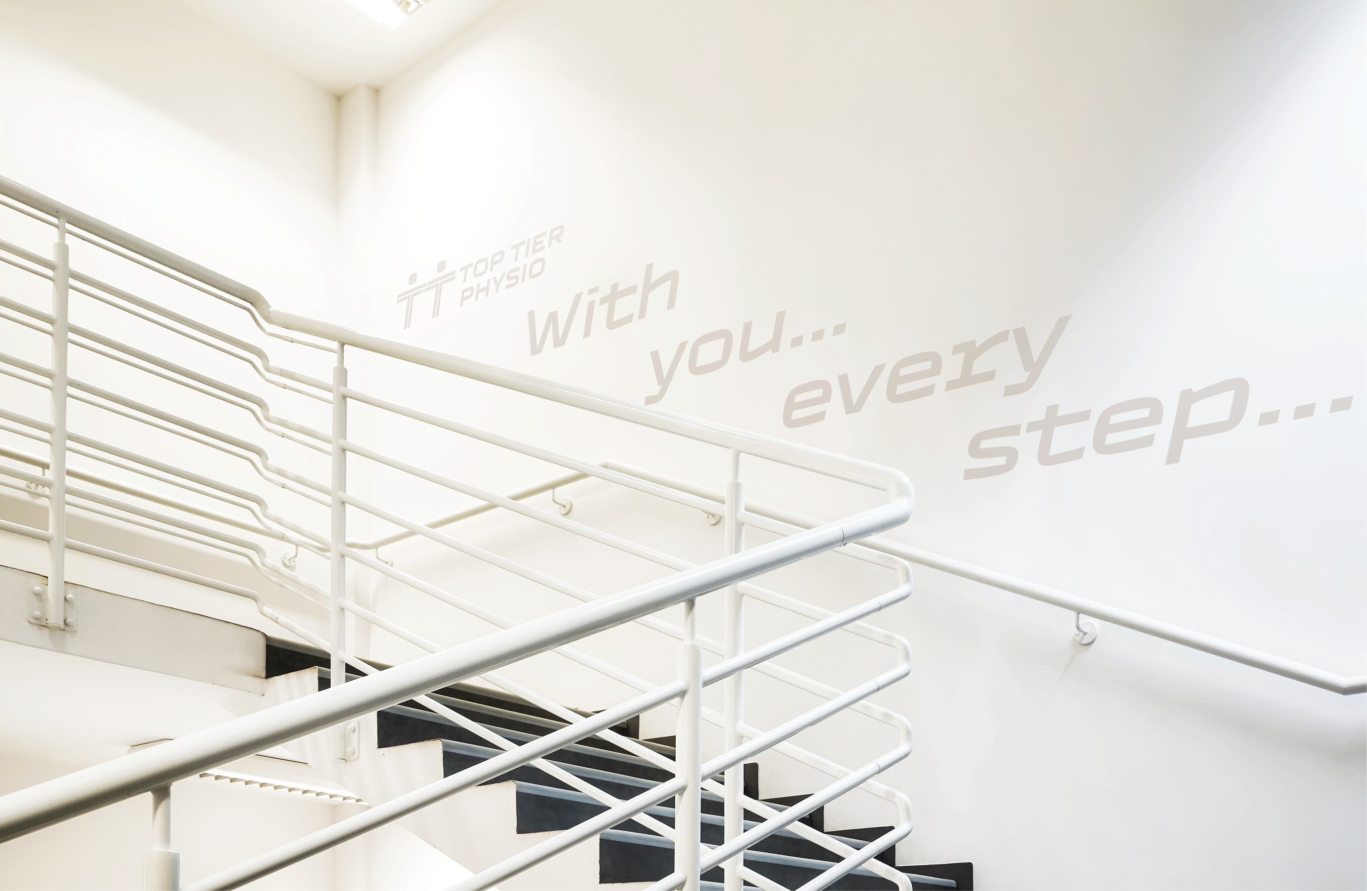 Top Tier decals on stairs